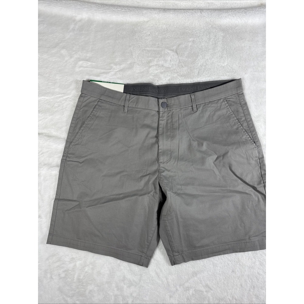 English Laundry Mens Gray Flat Front Stretch Shorts Size 38 9 Inch Inseam New